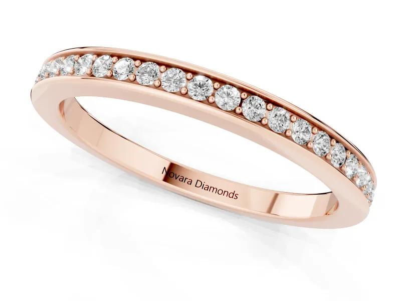Round Diamond Continuous Pavé Eternity Band Set in Rose gold