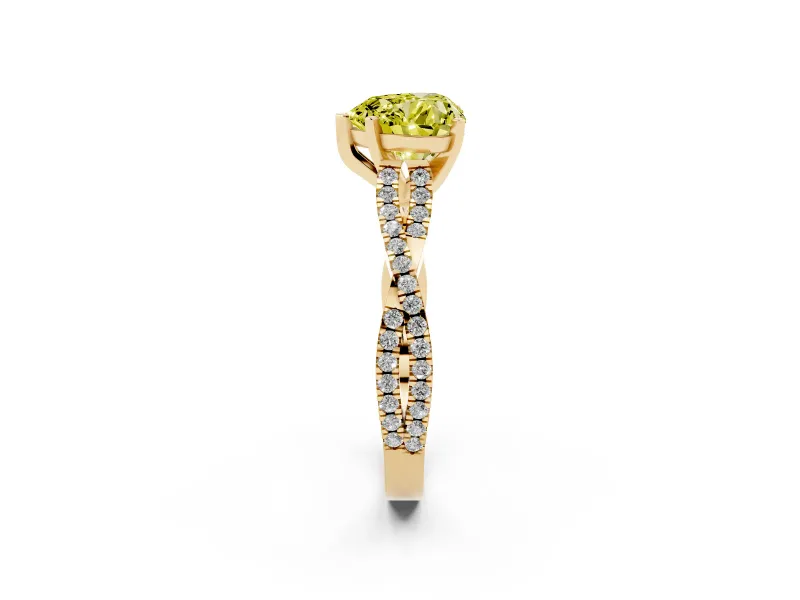 Heart-Shaped Twisted Engagement Ring Setting for a Fancy Yellow Lab-Grown Diamond | Yellow Gold