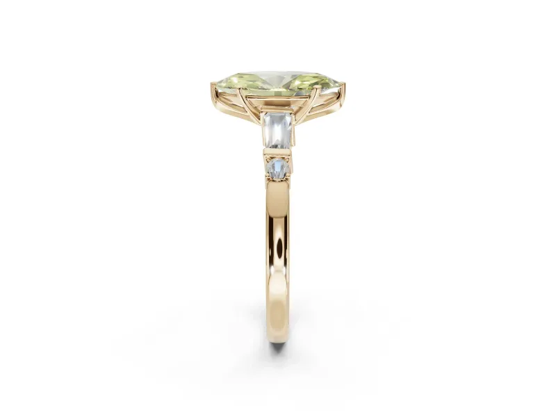 Marquise Tapered Baguette Engagement Ring Setting for a Fancy Yellow Lab-Grown Diamond | Yellow Gold