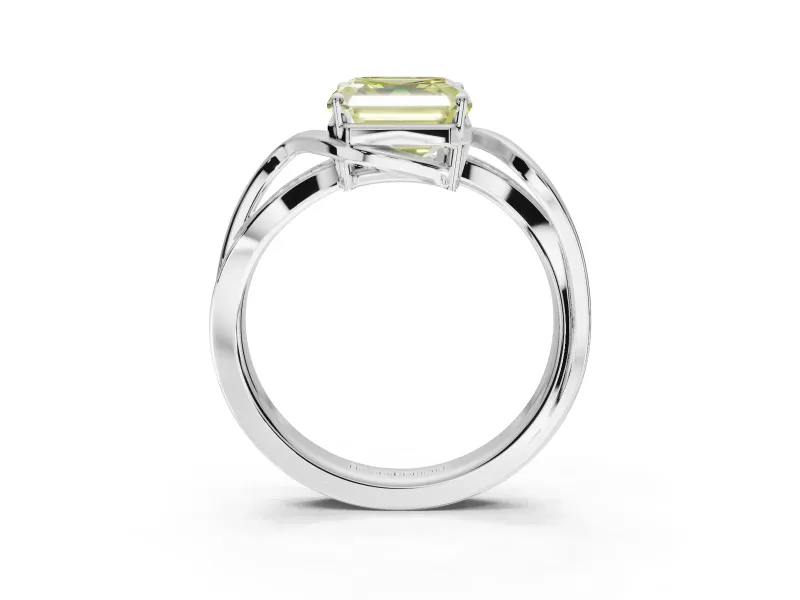 Asscher Cut Bypass Engagement Ring Setting for a Fancy Yellow Lab-Grown Diamond | Sterling Silver - Design NV-24814