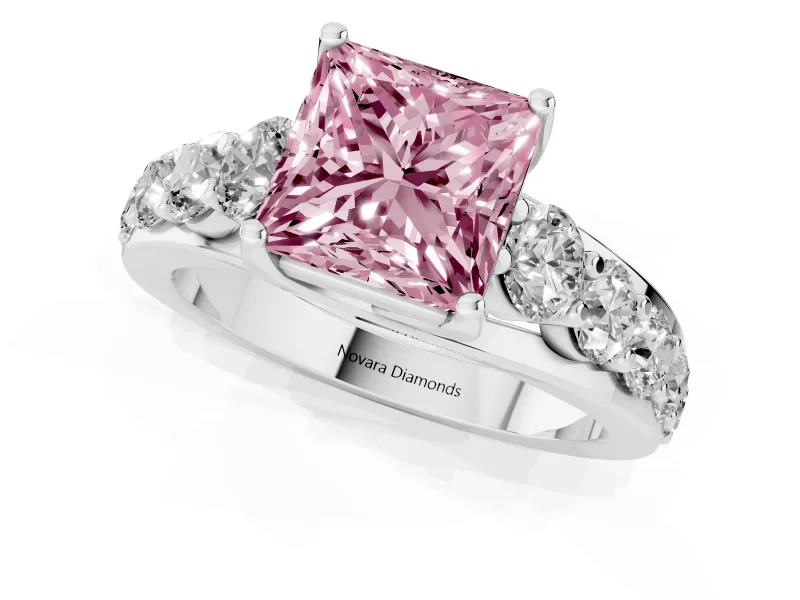 Princess Cut Engagement Ring Setting for a Fancy Pink Lab-Grown Diamond | Sterling Silver - Design NV-24645