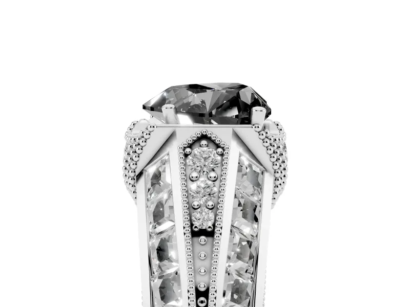 Heart-Shaped Vintage Milgrain Engagement Ring Setting for a Black Center | Hidden Halo | Platinum