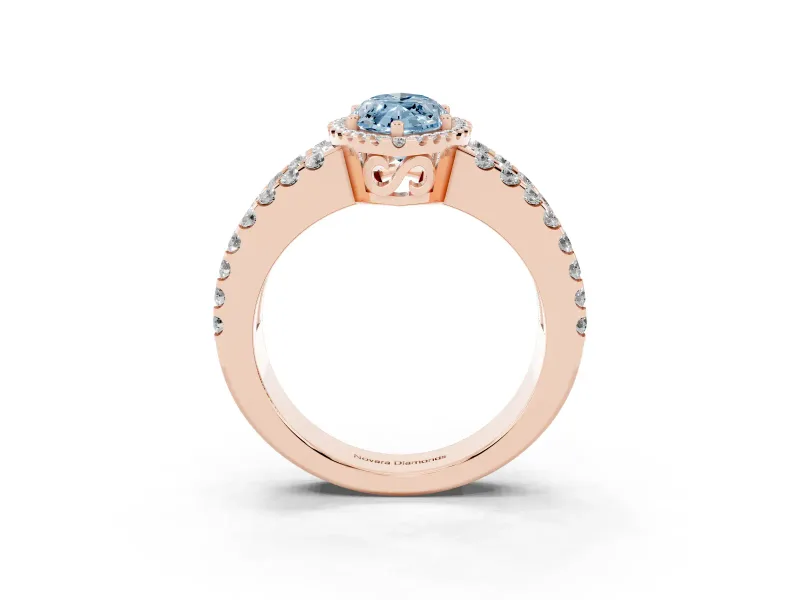 Marquise Halo Split Shank Engagement Ring Setting for a Fancy Blue Lab-Grown Diamond | Rose Gold