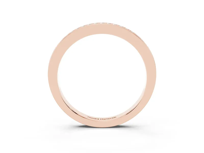 Round Diamond Half Eternity Pavé Band Set in Rose gold with Plain Lower Shank