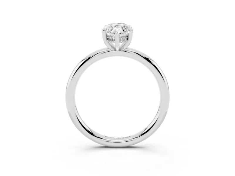 Marquise Cut Diamond Solitaire Ring Set in White gold with Thin Band and Prong Setting