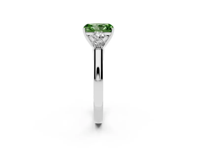 Radiant Cut 5 Stone Engagement Ring Setting for a Fancy Green Lab-Grown Diamond | White Gold