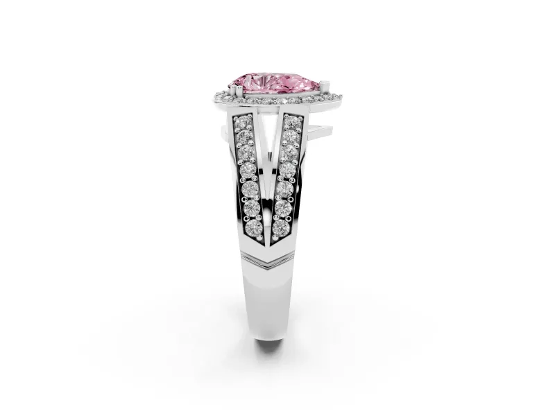 Pear-Shaped Halo Engagement Ring Setting for a Fancy Pink Lab-Grown Diamond | Split Shank | Platinum