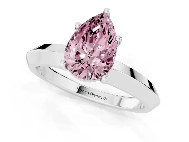 Pear-Shaped Knife-Edge Engagement Ring Setting for a Fancy Pink Lab-Grown Diamond | Platinum
