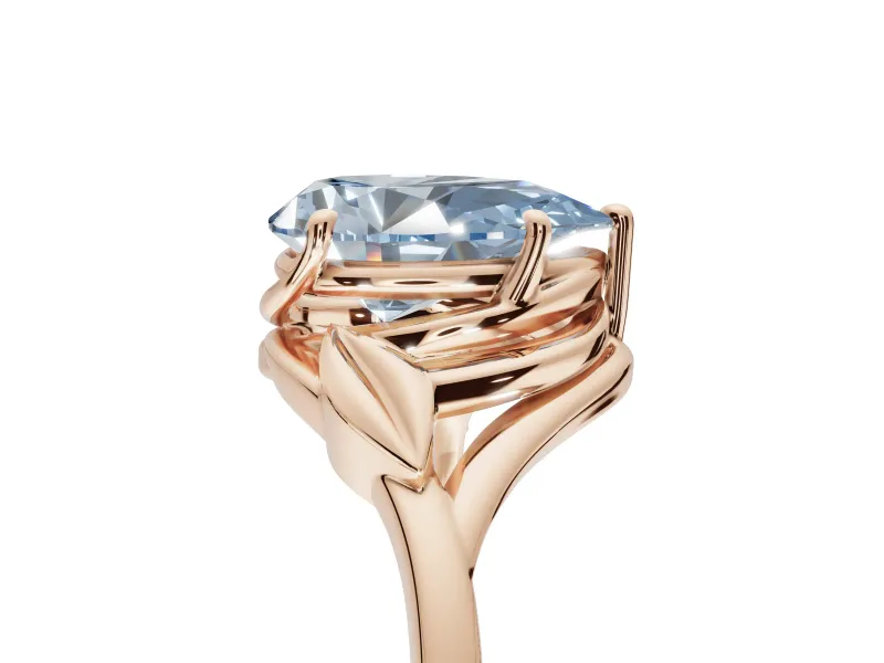 Pear-Shaped Bypass Solitaire Engagement Ring Setting for a Fancy Blue Lab-Grown Diamond | Rose Gold
