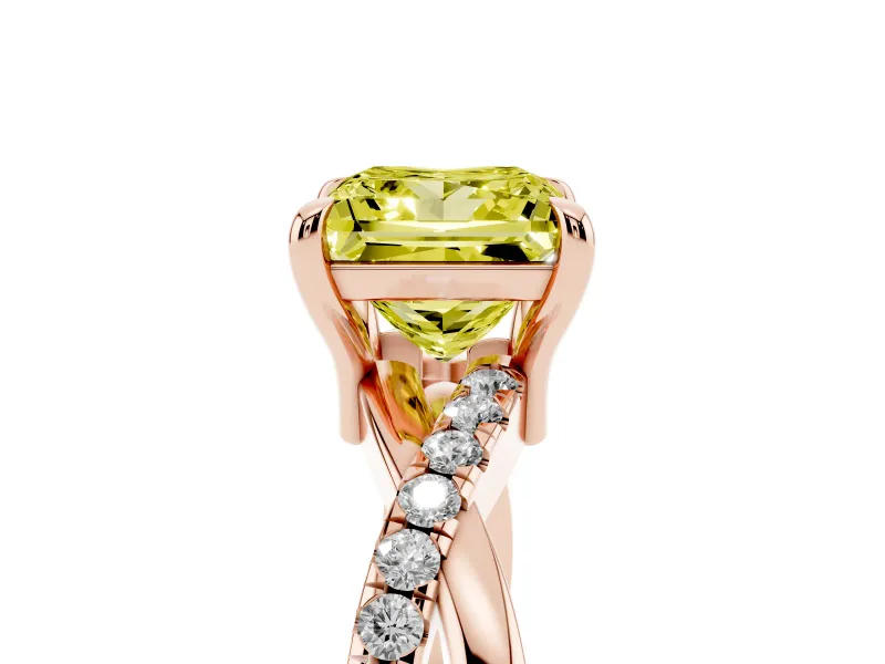 Princess Cut Twist Engagement Ring Setting for a Fancy Yellow Lab-Grown Diamond | Rose Gold