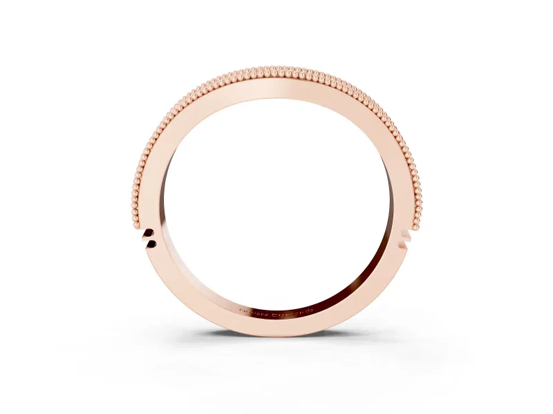 Round Diamond Contour Wedding Band Set in Rose gold with Milgrain Pavé Setting