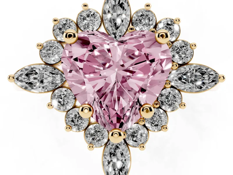 Heart-Shaped Engagement Ring Setting for a Fancy Pink Lab-Grown Diamond | Yellow Gold - Design NV-24790