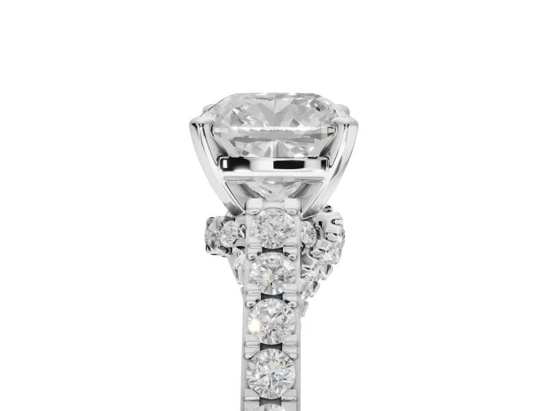 Cushion Cut Pavé Solitaire Engagement Ring Setting | Crossover Gallery | Sterling Silver