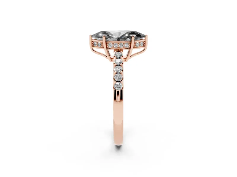 Marquise Hidden Halo Engagement Ring Setting for a Black Center | Rose Gold