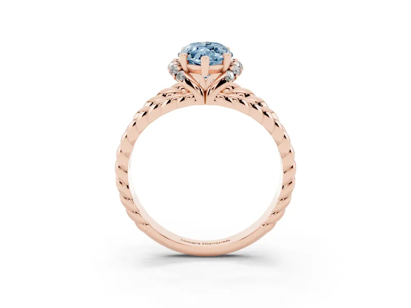 Marquise Rope Split Shank Engagement Ring Setting for a Fancy Blue Lab-Grown Diamond | Rose Gold