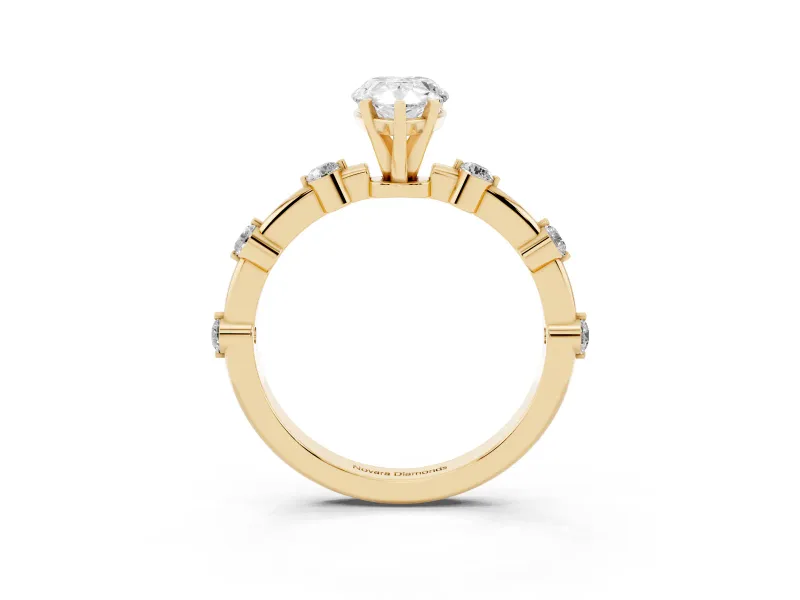 Pear-Shaped Bar Set Engagement Ring Setting | Spaced Side Stones | Yellow Gold