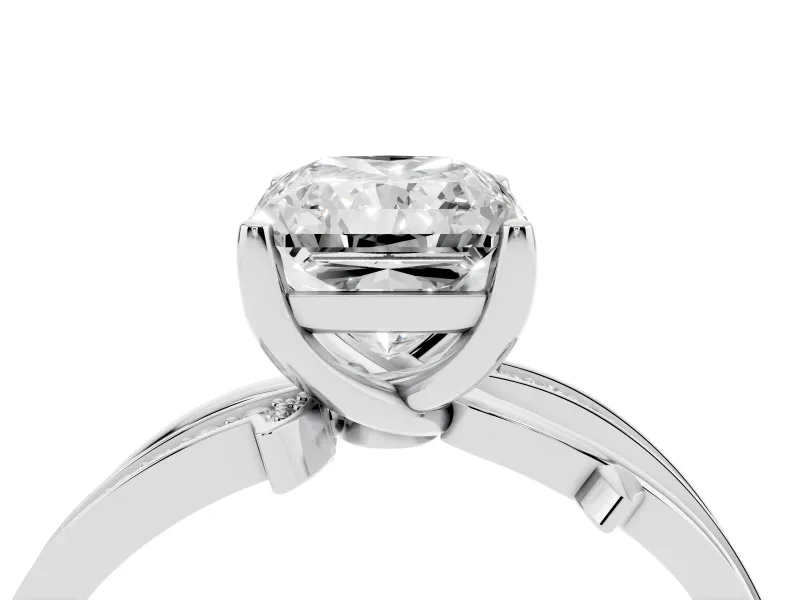 Radiant Cut Twisted Pavé Engagement Ring Setting | Pavé and Plain Strands | Platinum
