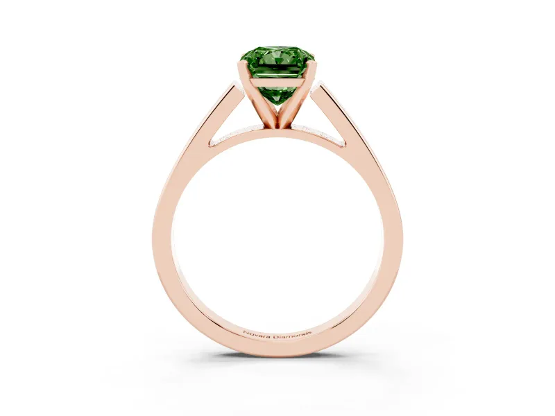 Radiant Cut Solitaire Engagement Ring Setting for a Fancy Green Lab-Grown Diamond | Rose Gold