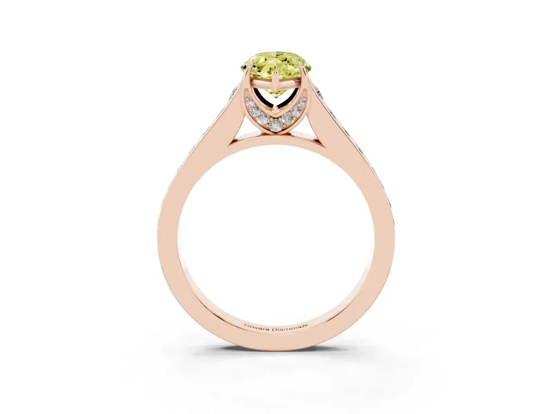 Marquise Graduated Pavé Engagement Ring Setting for a Fancy Yellow Lab-Grown Diamond | Rose Gold