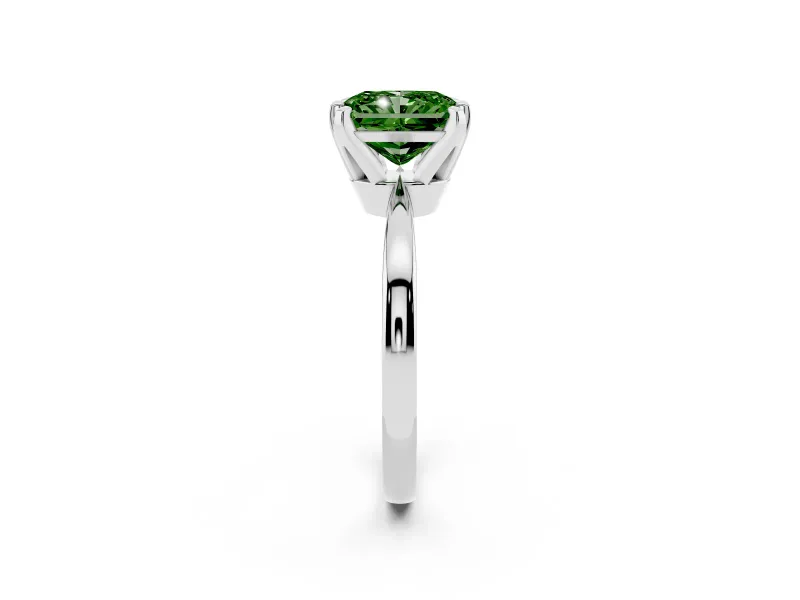 Radiant Cut Engagement Ring Setting for a Fancy Green Lab-Grown Diamond | Sterling Silver - Design NV-24888