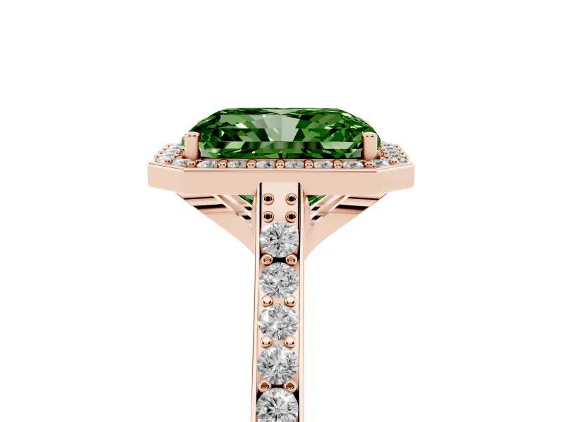 Radiant Cut Halo Engagement Ring Setting for a Fancy Green Lab-Grown Diamond | Rose Gold - Design NV-24729