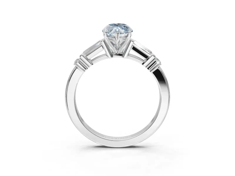 Marquise Tapered Baguette Engagement Ring Setting for a Fancy Blue Lab-Grown Diamond | White Gold