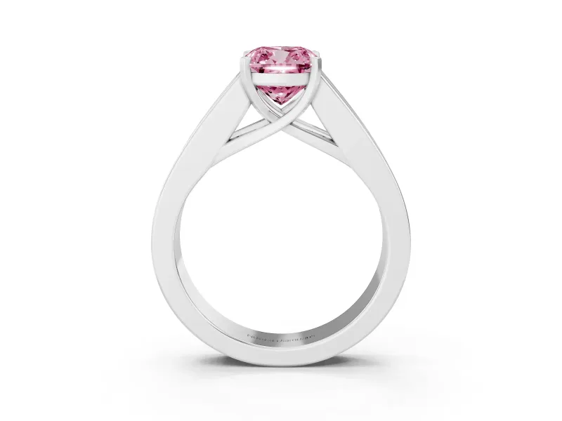 Cushion Cut Channel-Set Engagement Ring Setting for a Fancy Pink Lab-Grown Diamond | Platinum