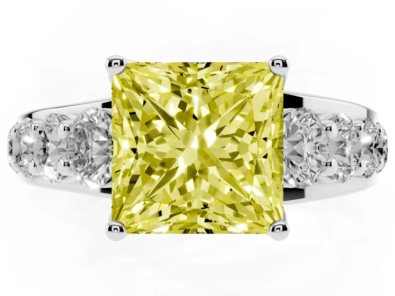 Princess Cut Engagement Ring Setting for a Fancy Yellow Lab-Grown Diamond | Platinum - Design NV-24645