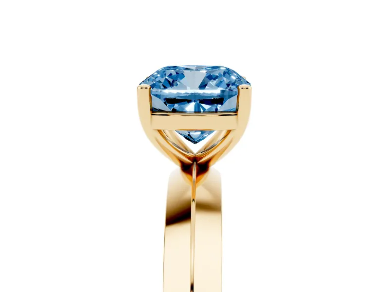 Cushion Cut Knife-Edge Engagement Ring Setting for a Fancy Blue Lab-Grown Diamond | Yellow Gold