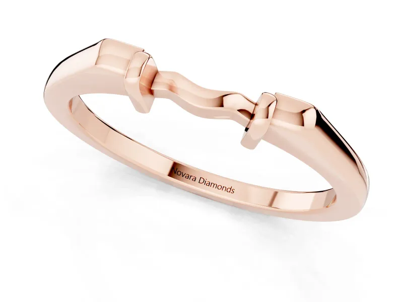 Notched Contour Wedding Band | Squared Collars and Wavy Bridge | Rose Gold