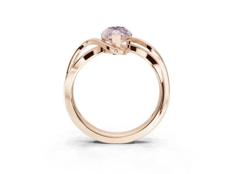 Marquise Bypass Solitaire Engagement Ring Setting for a Fancy Pink Lab-Grown Diamond | Pavé Strands | Rose Gold