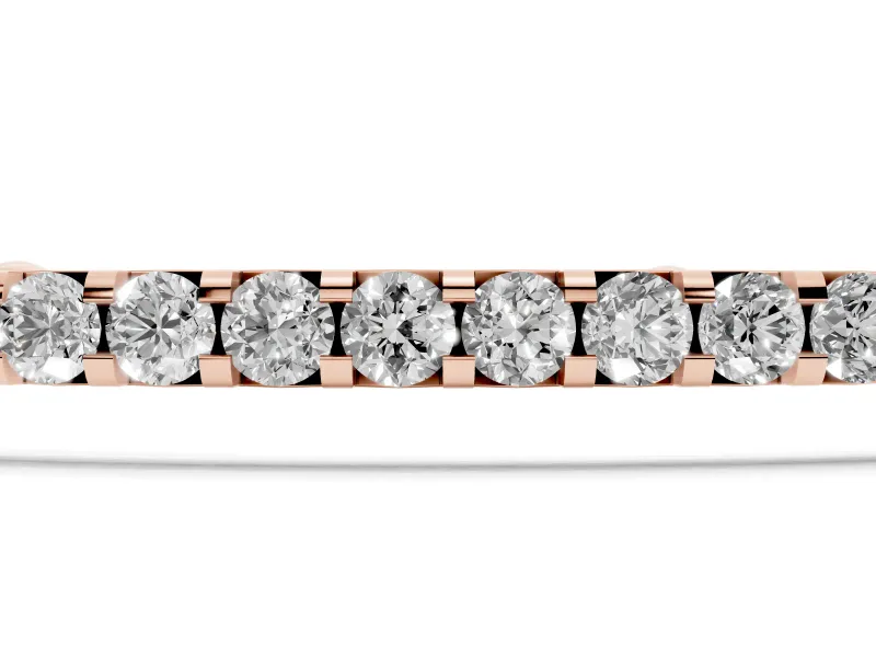 Round Lab-Grown Diamond Bar Chain Bracelet | Shared Prong Row | Rose Gold
