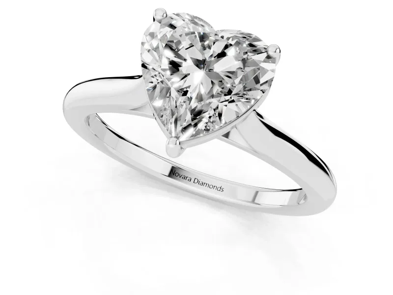 Heart-Shaped Cathedral Solitaire Engagement Ring Setting | Plain Band | Sterling Silver