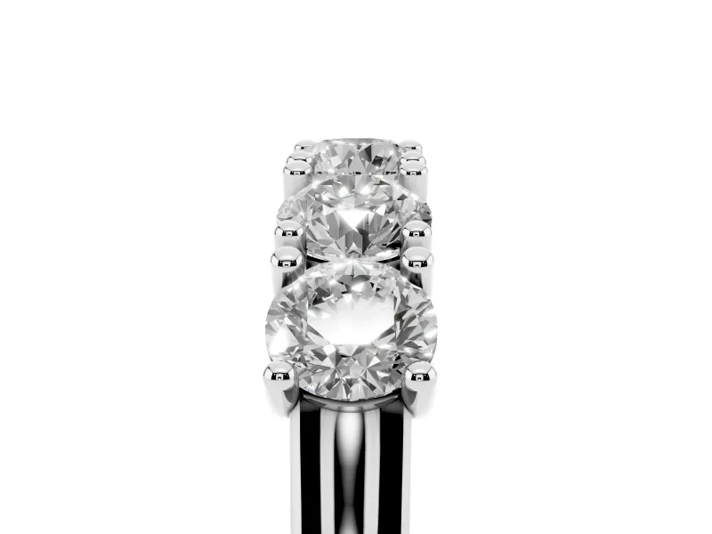 Five-Stone Round Diamond Wedding Band Set in White gold with Prong Setting