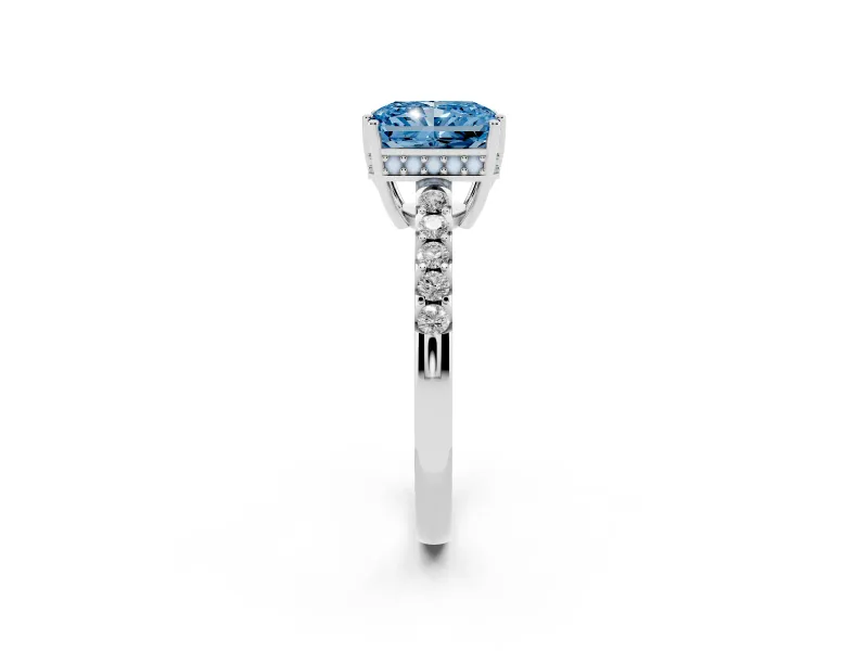 Radiant Cut Engagement Ring Setting for a Fancy Blue Lab-Grown Diamond | Sterling Silver - Design NV-24649