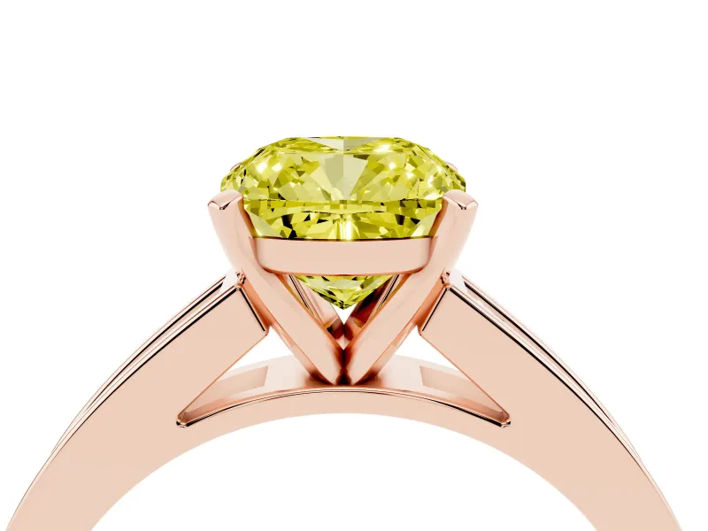 Cushion Cut Channel Engagement Ring Setting for a Fancy Yellow Lab-Grown Diamond | Rose Gold