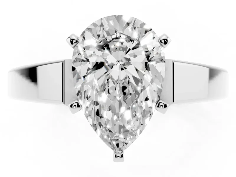 Pear-Shaped Cathedral Solitaire Engagement Ring Setting | Tapered Band | Sterling Silver
