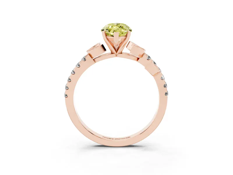 Marquise Leaf Pavé Engagement Ring Setting for a Fancy Yellow Lab-Grown Diamond | Rose Gold