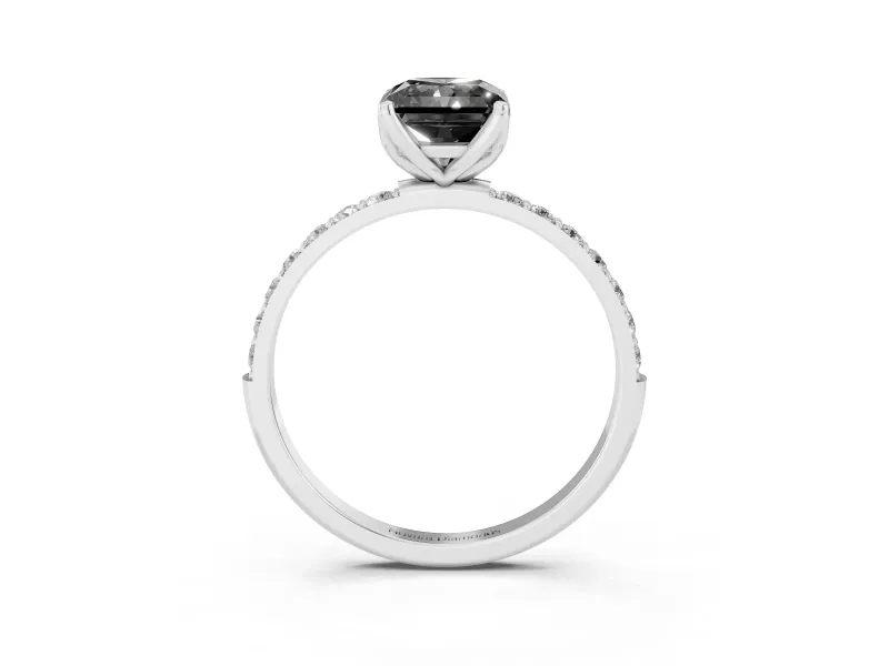 Radiant Cut Pavé Solitaire Engagement Ring Setting for a Black Center | Slim Band | Platinum