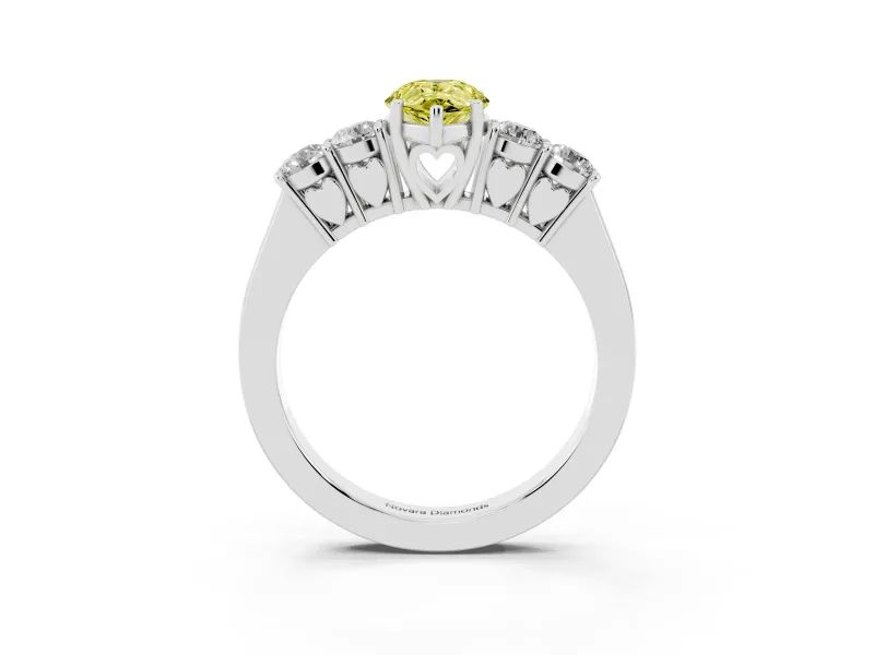 Pear-Shaped Close Set Five Stone Engagement Ring Setting for a Fancy Yellow Lab-Grown Diamond | Sterling Silver