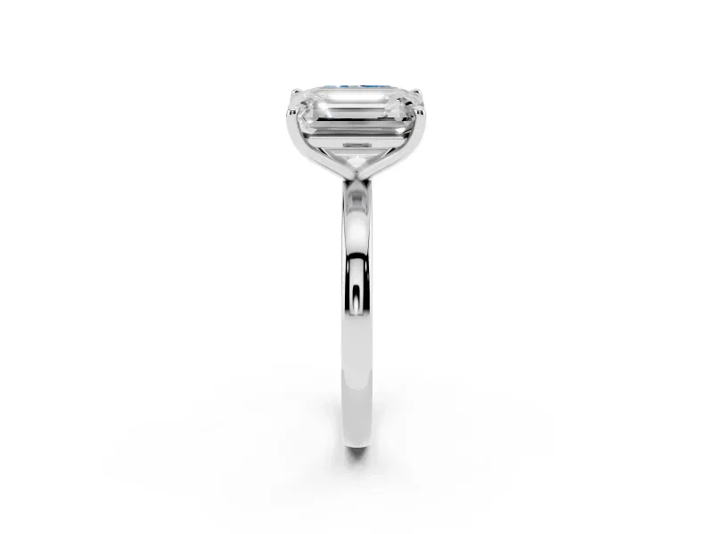 Fancy Blue Radiant Cut and Emerald Cut Toi Moi Ring Set in Platinum with Prong Setting