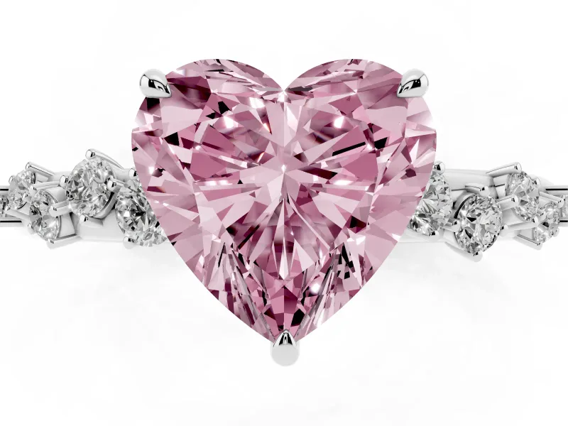 Heart-Shaped Graduated Solitaire Engagement Ring Setting for a Fancy Pink Lab-Grown Diamond | Platinum