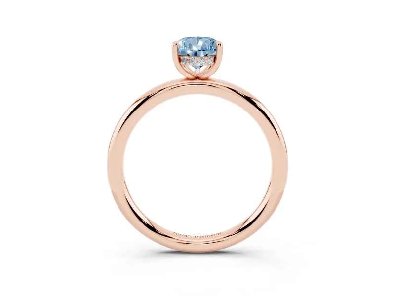 Pear-Shaped Hidden Halo Ring Setting for a Fancy Blue Lab-Grown Diamond | Rose Gold