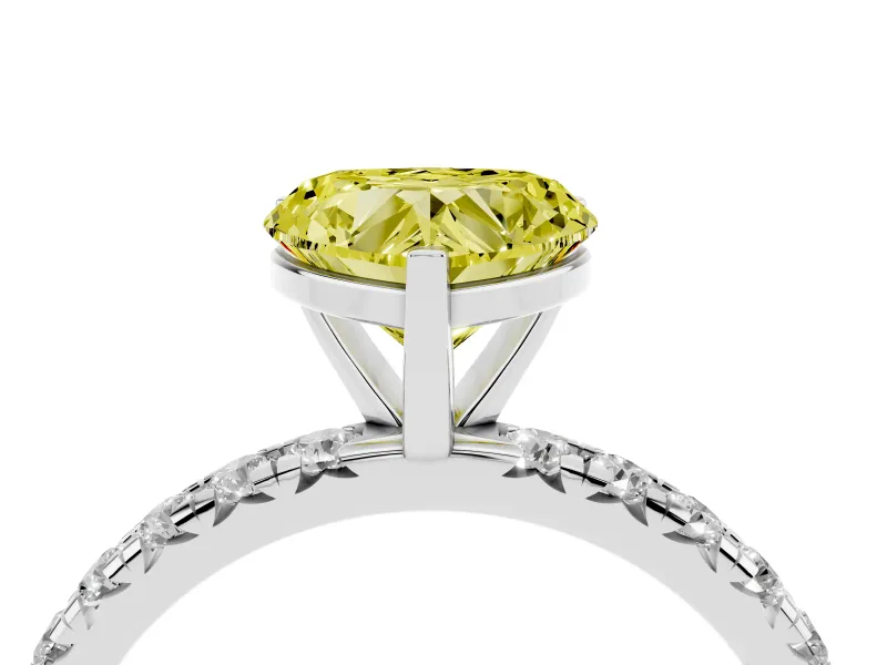 Heart-Shaped Pavé Solitaire Engagement Ring Setting for a Fancy Yellow Lab-Grown Diamond | Sterling Silver