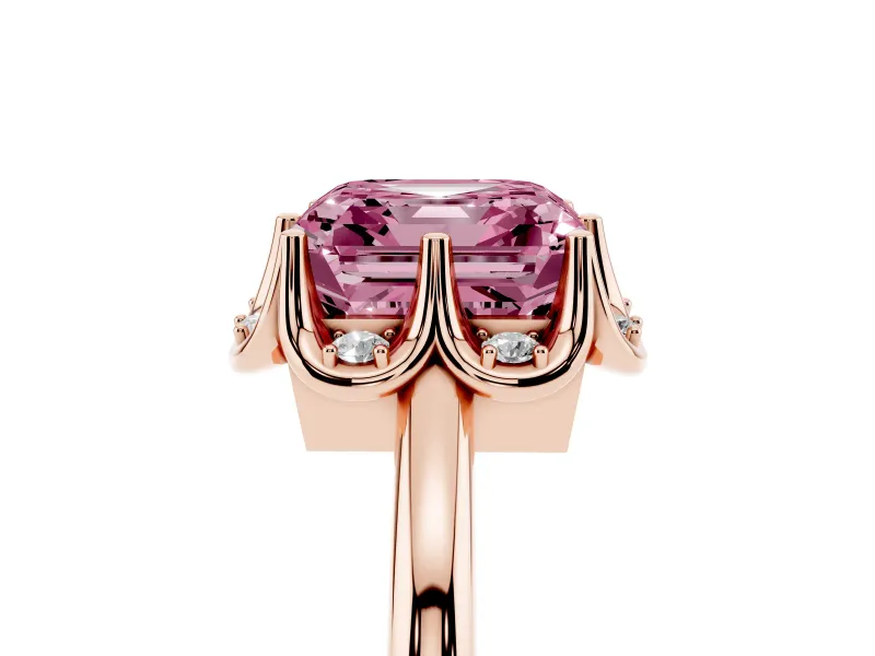 Asscher Cut Petal Halo Engagement Ring Setting for a Fancy Pink Lab-Grown Diamond | Rose Gold