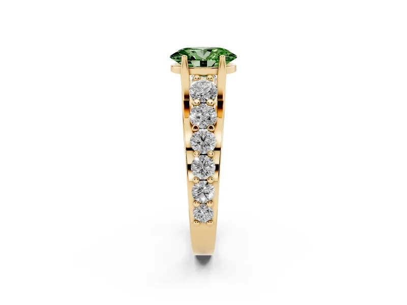 Oval Graduated Engagement Ring Setting for a Fancy Green Lab-Grown Diamond | Yellow Gold