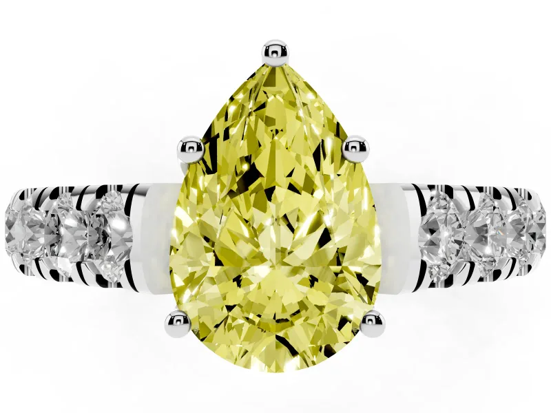Pear-Shaped Engagement Ring Setting for a Fancy Yellow Lab-Grown Diamond | White Gold - Design NV-24643