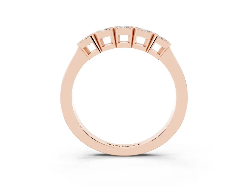 Five-Stone Round Diamond Band Set in Rose gold with Bezel Setting
