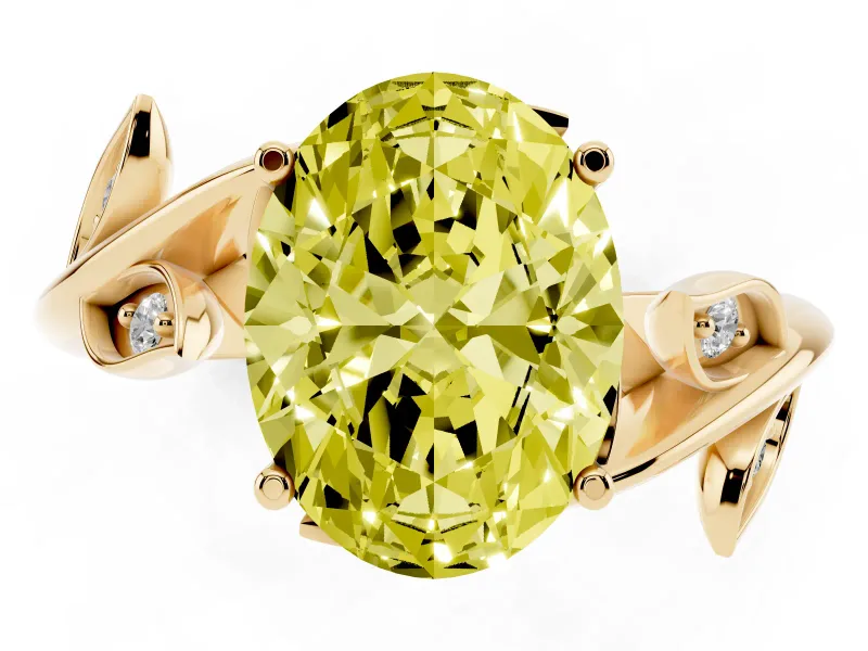 Oval Twisted Bypass Engagement Ring Setting for a Fancy Yellow Lab-Grown Diamond | Yellow Gold
