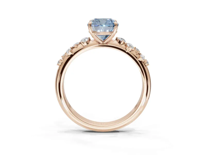 Cushion Cut Graduated Solitaire Engagement Ring Setting for a Fancy Blue Lab-Grown Diamond | Rose Gold
